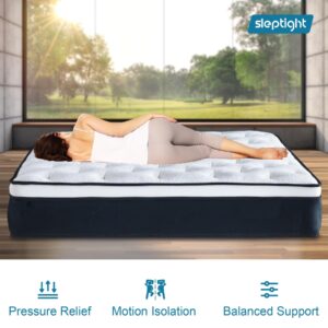 Sleptight Full Mattress, 12 Inches Pillow Top Hybrid Mattress in a Bag, Memory Foam Pocket Spring Mattress for Medium Firm Support Mattress