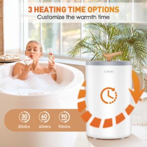 CHIOKY Towels Warmer for Bathroom, Hot Tub Large Towel Warmer Bucket with Timer and Fragrance Disc, Fits Up to Two 40"X70" Oversized Towels, Blanket, Clothes and Robe for Single or Double, White