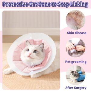 Cat Cone Collar Soft, Lightweight Cat Cones to Stop Licking, Adjustable Soft Cone for Cats After Surgery, Waterproof Kitten Cones Elizabethan Collar for Cats Recovery Collar Soft Cat Neck Cone