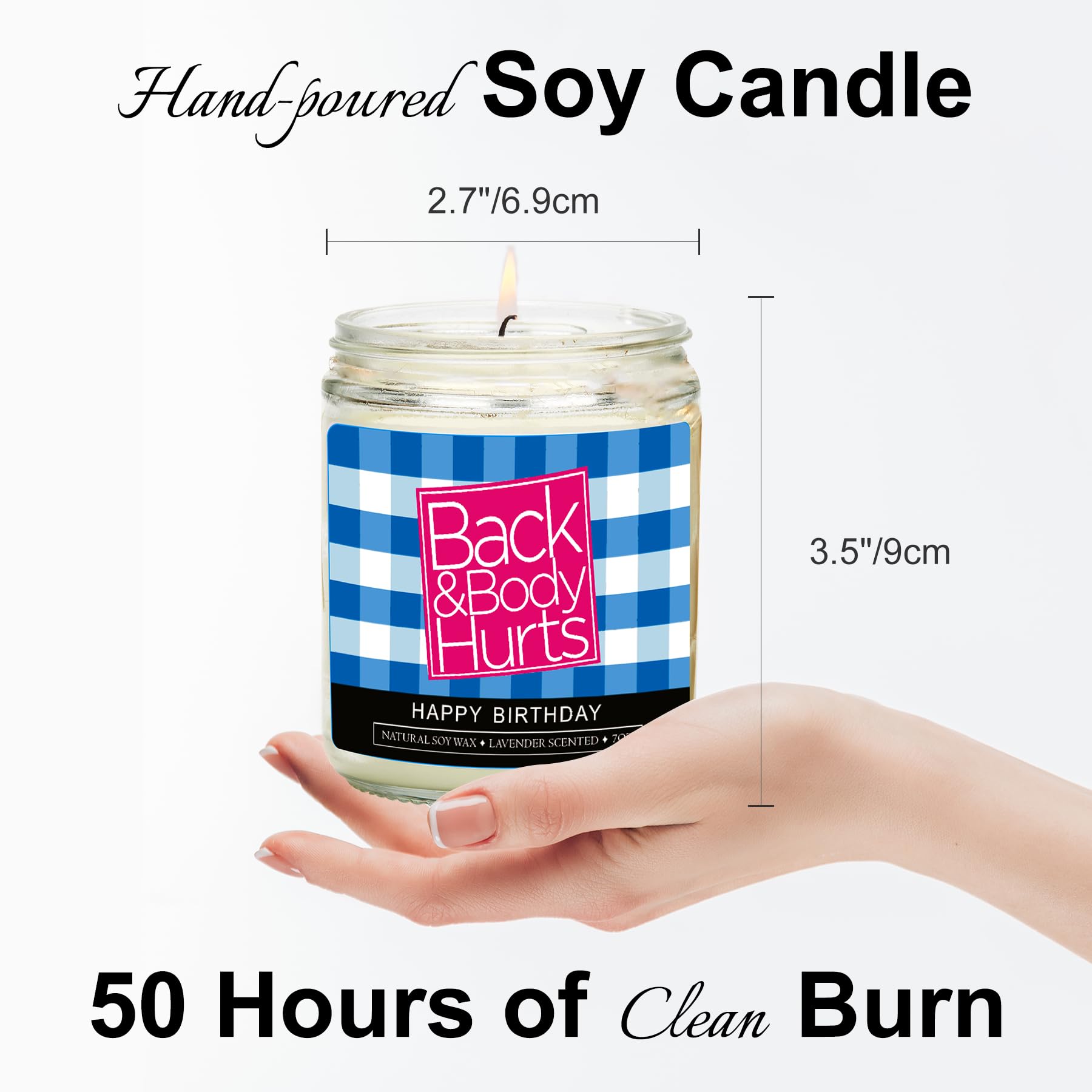 HIPUMAGIC Back and Body Hurts Candle - Happy Birthday Candle,Funny Birthday Gifts for Women Men BFF, Lavender Scented Candle for Him Her 30th 40th 50th 60th 70th Birthday, 7oz