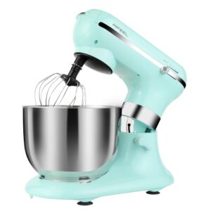 AIFEEL Stand Mixer, Electric Food Mixer with 7.5QT+5.5QT Two Stainless Steel Bowls, Tilt-Head Electric Kitchen Mixer with Dough Hook,Egg Whisk,Flat Beater,Splash Guard (Green)