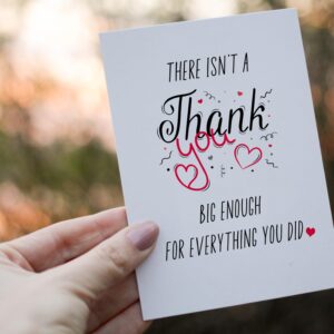 TRIDECOR Thank you Card with Envelope, Simple Cute Single Thankful Card, Grateful Gratitude Card - Folded 5"x7" Card for Him, Her, Teacher, Boss, Doctor, Mom, Dad, Coworker, Bridesmaids, Groomsmen