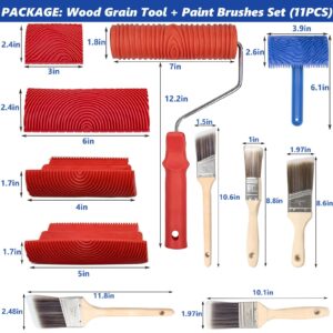 Wood Grain Tool, 11pcs Wood Graining Tool Set 7" Wood Grain Roller Wood Grain Painting Tool Natural Woodgrain Maker Paint Look Like Wood for Wall Room Decoration