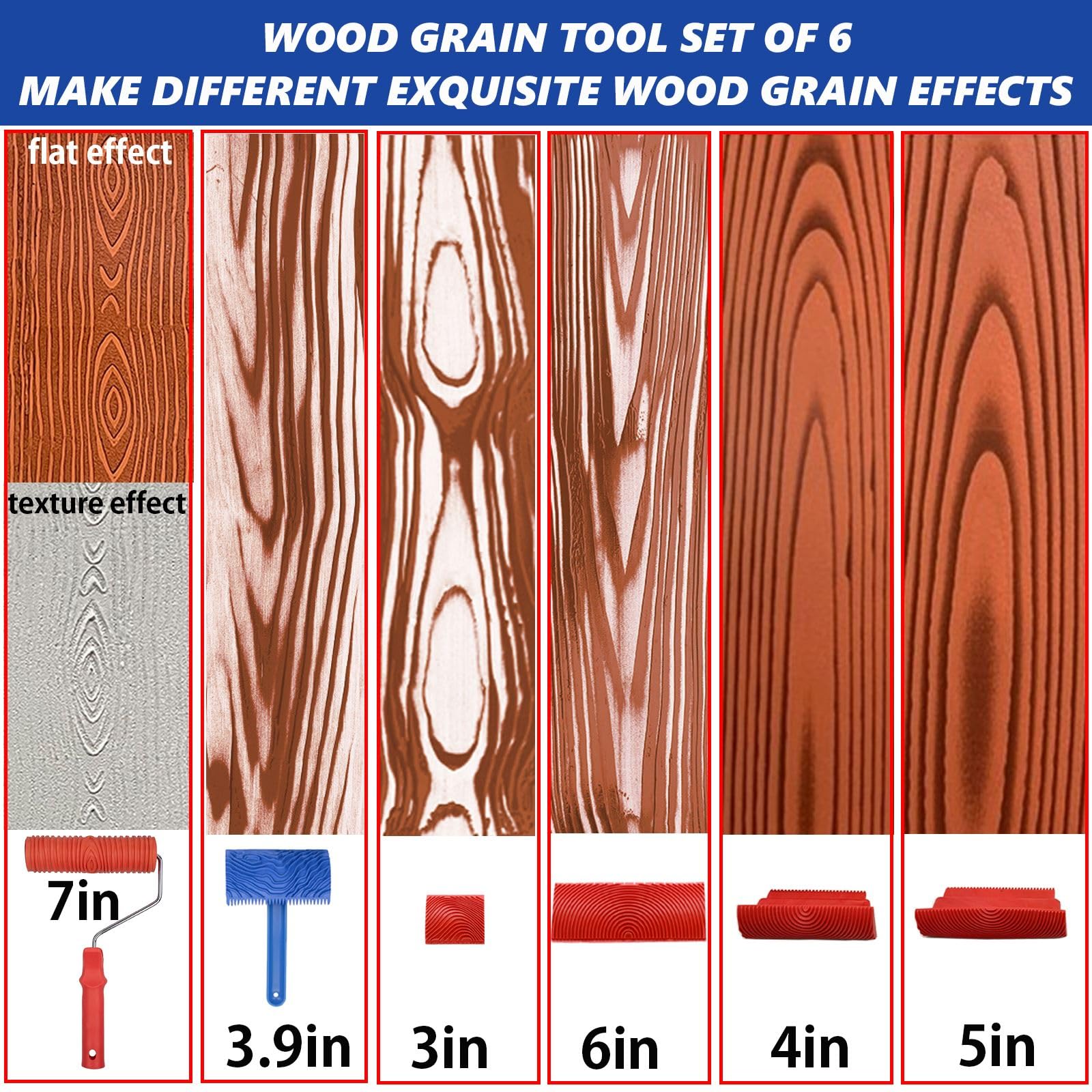 Wood Grain Tool, 11pcs Wood Graining Tool Set 7" Wood Grain Roller Wood Grain Painting Tool Natural Woodgrain Maker Paint Look Like Wood for Wall Room Decoration