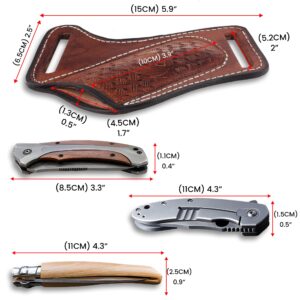 Leather Knife Sheath for Belt Pocket Folding Knife Holder Compact Draw Knifes Carrier EDC Tools Holster (Small)