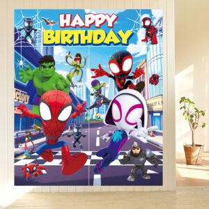 spidey scene setter wall decorations for unisex-children cartoon theme birthday party supplies, 5-count