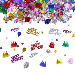 2 packages happy birthday confetti, multi-color birthday confetti metallic foil balloon confetti, birthday table decorations for birthday party, baby shower,diy arts and crafting