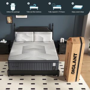 Twin XL Mattress, DIGLANT 14 Inch Hybrid Mattress, Plush Feel Soft Memory Foam Twin XL Size Mattress in a Box and Pocket Springs, Balance Support & Pain-Relief, CertiPUR-US Certified, 100 Night Trials