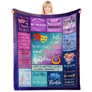 piufam theater gifts, theater gifts for girls, theatre gifts, gifts for theater lovers, musical theater gifts, broadway gifts, theater blanket for girls on birthday christmas thanksgiving 40x50 in