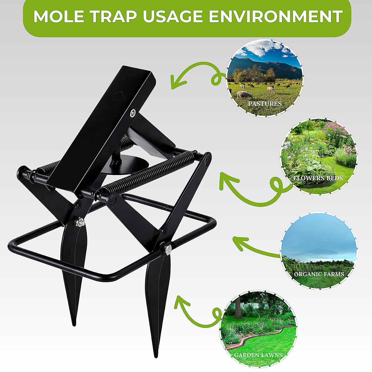 2 PCs Mole Traps Scissor, Reusable Black Galvanized Steel Scissor Trap for Lawns Outdoor Use, Ground Mole Trap Easy to Set Quick Capture Gopher