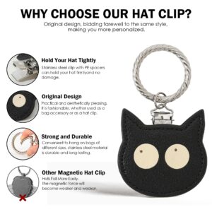 GELVTIC Hat Clip Sun Hat Holder for Traveling Bags Luggage Purses Totes Backpacks, Cap Hats Clip-on Bag Hat Companion for Women, Outdoor Travel Accessory (Hat Clip25-Cat-Black)