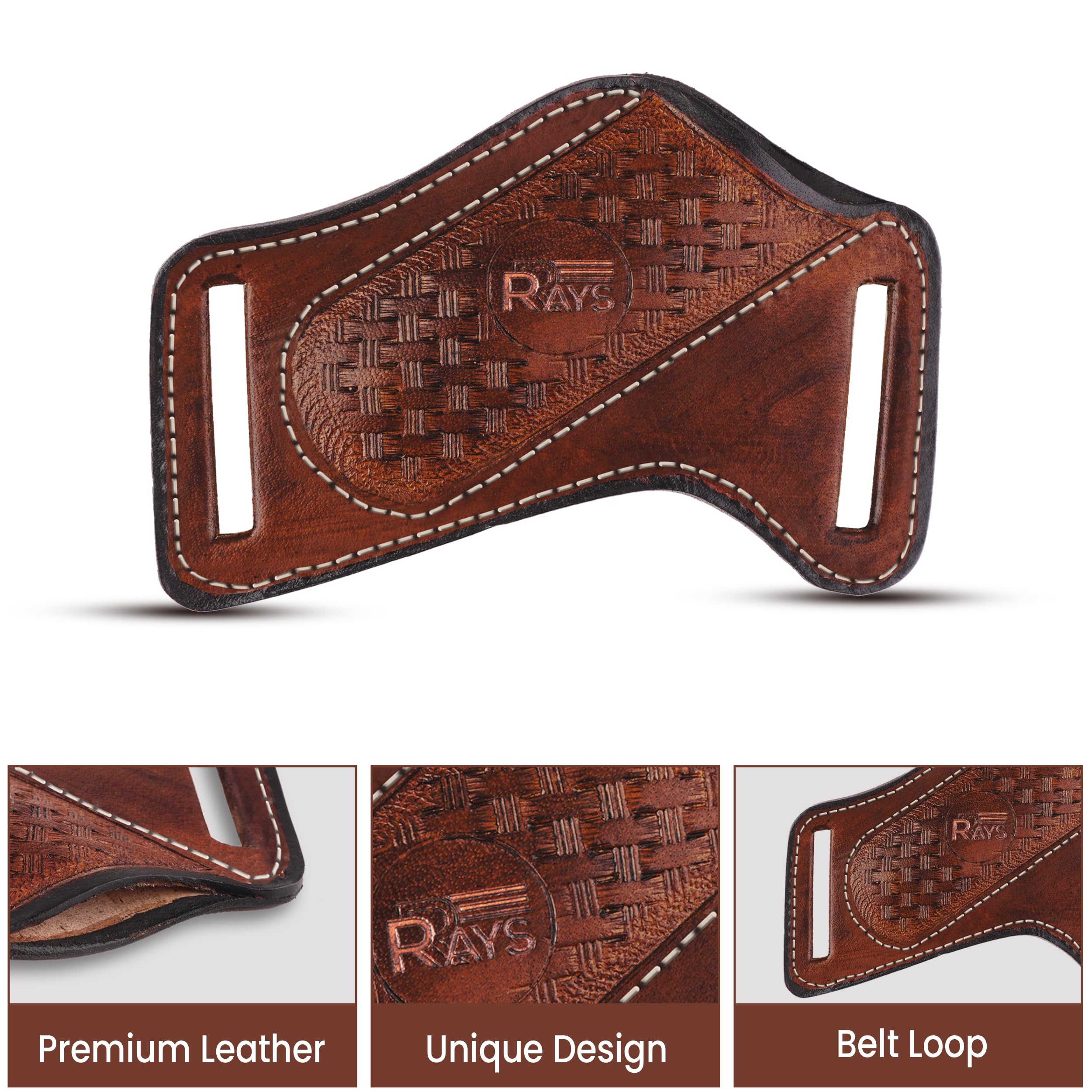 Leather Knife Sheath for Belt Pocket Folding Knife Holder Compact Draw Knifes Carrier EDC Tools Holster (Small)