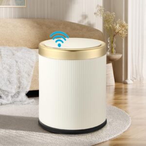 onlcuk Automatic Motion Sensor Bathroom Trash Can with Lid, 2.8 Gallon Touchless Trash Garbage Bin Small Mini Trash Cans Trashcan -White