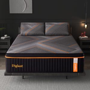 DIGLANT TwinXL Mattress, 14 Inch Plush Memory Foam Hybrid Mattress with Individually Pocket Coils for Pressure Relief,Balanced Support, TwinXL Size Mattress in Box, Motion Isolation