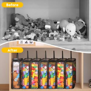 Remittur 10 PCS Clear Zippered Toy Storage Bags with handle, Kids Toy Storage Organizer with Mesh Pocket for Instructions, Playroom Toy Organizer Plastic Storage Bags for Blocks Set Puzzles,Small Toys