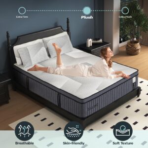 DIGLANT King Mattress, 14 Inch Hybrid Mattress, Plush Feel Soft Memory Foam King Size Mattress in a Box and Pocket Springs, Balance Support & Pain-Relief, CertiPUR-US Certified, 100 Night Trials