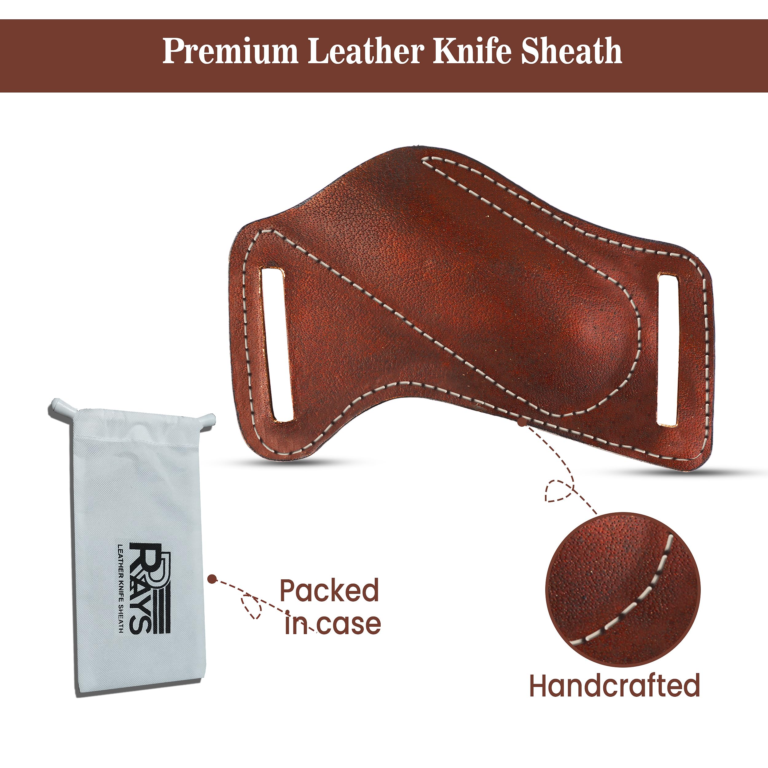 Leather Knife Sheath for Belt Pocket Folding Knife Holder Compact Draw Knifes Carrier EDC Tools Holster (Small)