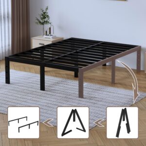 SHOANED Queen Size Metal Bed Frame - 16 Inch Heavy Duty Bedframe Black Basic Steel Slats Platform No Box Spring Needed, Easy Assembly, Noise Free