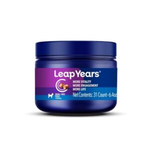 leap years soft chew dog supplement – clinically proven daily nad & senolytic formula; support cognition, vitality & healthy cellular aging; beef flavor (small/medium breed (<54 lbs))