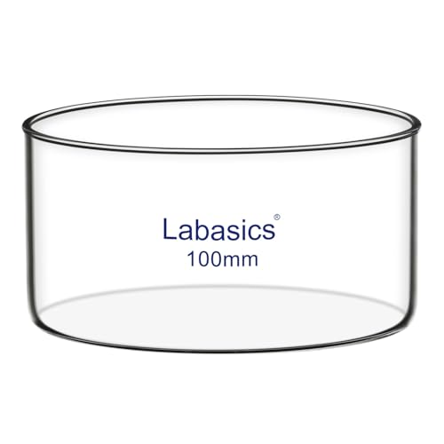 Labasics Crystallizing Dish, No Spout Flat Bottom Thick-Walled High Borosilicate Glass Crystallizing Dishes for Crystallization and Evaporation Lab Glassware, Outer Diameter: 100 mm, Capacity: 300 ml