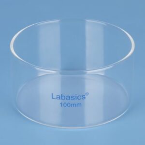 Labasics Crystallizing Dish, No Spout Flat Bottom Thick-Walled High Borosilicate Glass Crystallizing Dishes for Crystallization and Evaporation Lab Glassware, Outer Diameter: 100 mm, Capacity: 300 ml