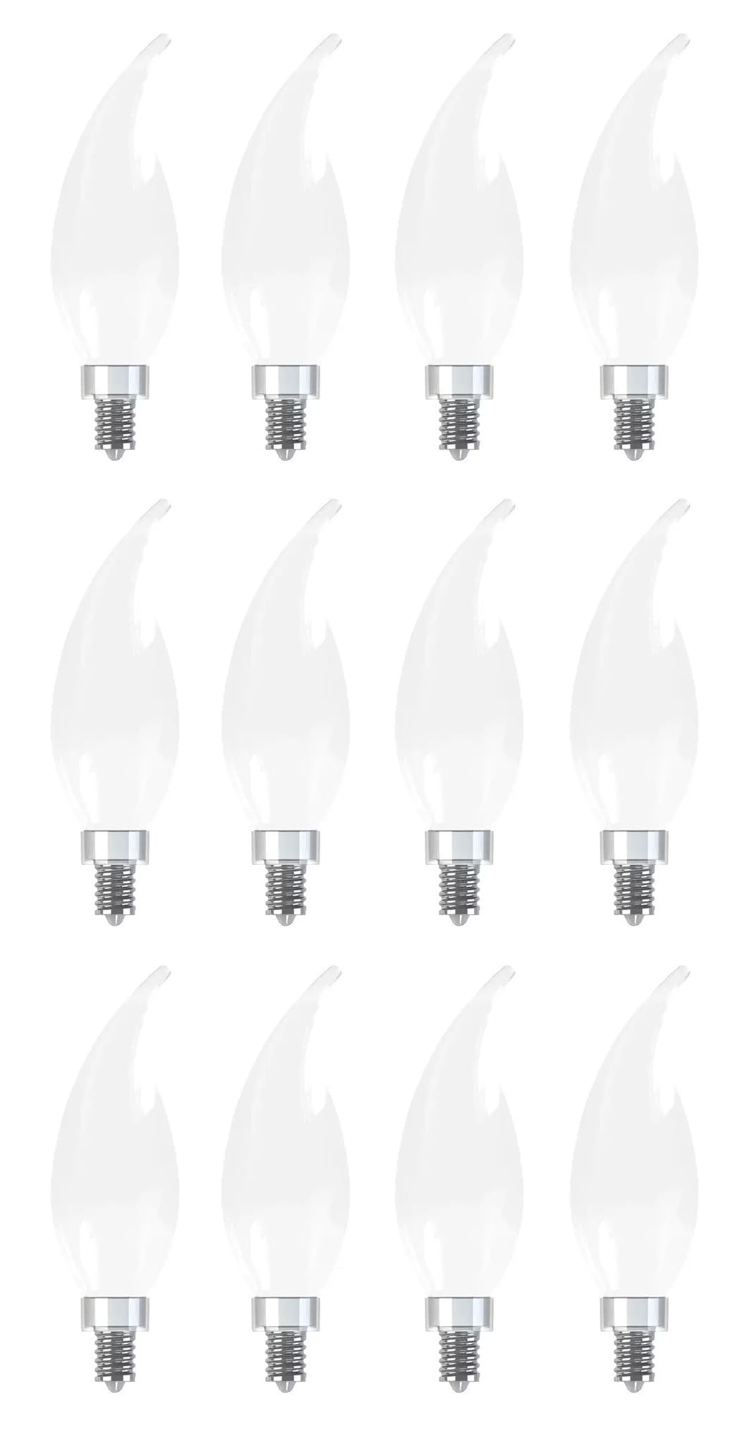 GE Lighting (case of 12) GE Soft White LED Frosted Decorative Candle Chandelier Bulb, 5 watt, 500 Lumen, 60 watt Replacement, dimmable, Candelabra Base, Bent tip, LED CAC