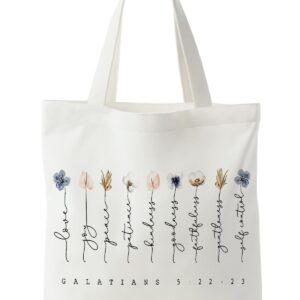 Supwhd Bible Bags for Women, Christian Tote Bag, Fruit of the Spirit Galatians 5:22-23, Gifts for Christian Women, Bible Verse Christian Canvas Tote Bags for Women