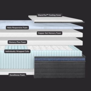 Helix Midnight Luxe with GlacioTex Cooling Mattress, Queen