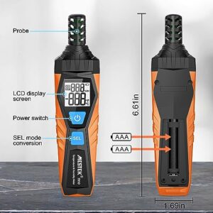 MESTEK Temperature Humidity Meter, Digital Thermometer Hygrometer with Ambient, Dew Point, Wet Bulb for Indoor Outdoor, High Precision Dual Display Psychrometer with LCD Backlight, TH10