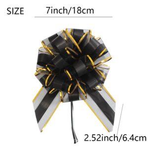 6pcs Large Pull Bows,7 inches,for Large Pull Bows Wrapping,Valentine's Day,Gift Decorations,Anniversaries,Gift Baskets,Christmas,Wreaths,Flower Party Decorations (Black)