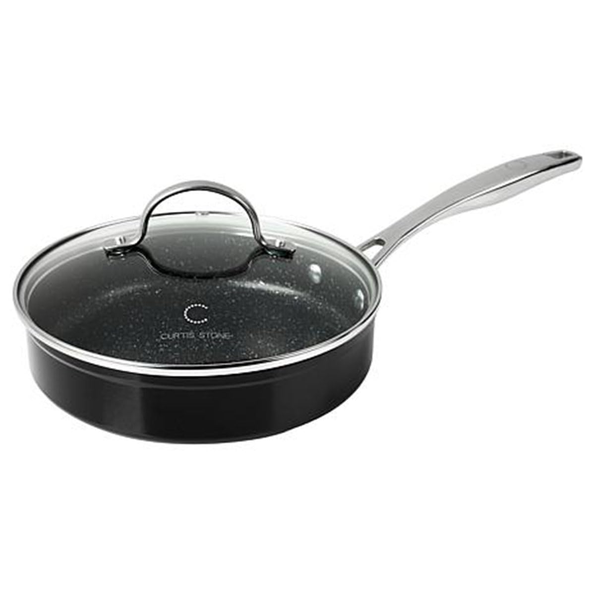 Generic Curtis Stone 8"" Sauté Pan with Lid (Renewed), Black