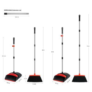 BSKLIN Broom and Dustpan Set House Brooms for Sweeping Indoor Collapsible Broom and Dust Pan Combo for Home Office Kitchen Lobby Floor Pet Hair Indoor&Outdoor Cleaning