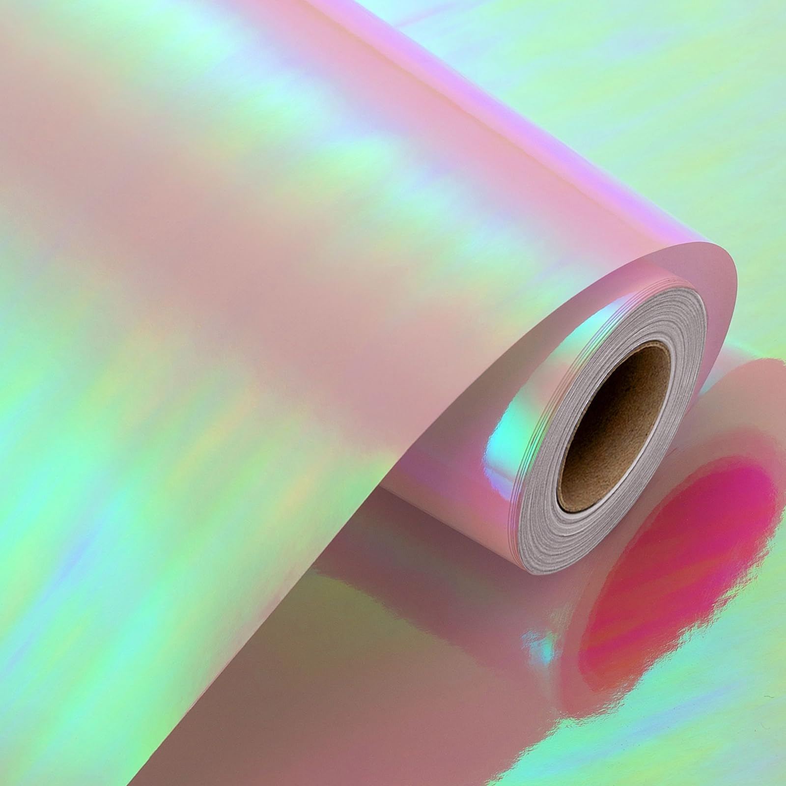 Metallic Iridescent Wrapping Paper - 17Inch x 33Feet - Girly Pink Iridescence Holographic Pattern Girls Fairy Gift Wrap Present Paper for Birthday Wedding Bridal Shower Valentine's Day Mother's Day