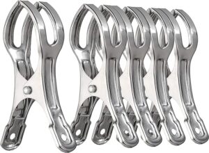 generic towel clips: jumbo stainless steel metal beach towel clips, pool cover clamps, beach chair clips, metal clothespins stainless steel clothespin,big beach chair towel clips (5 pack,11cm)