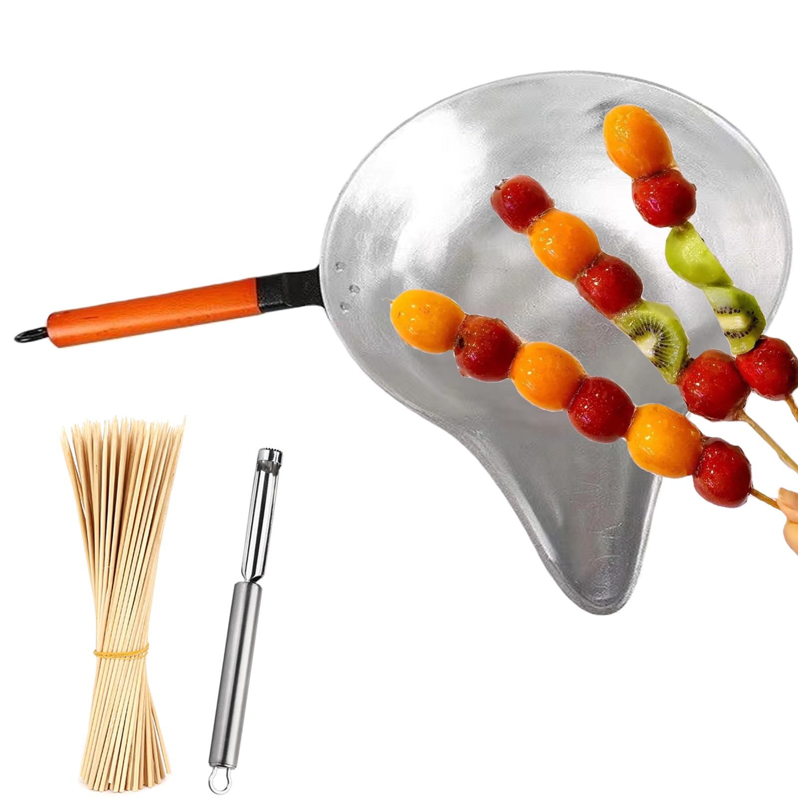 Xgxoz Candy Melting Pot, Tang Hulu Sugar Pan Sugar Dipping Pan Chocolate Melting Pot Candy Melter Candied Haws Heating Pot Iron Grilling Wok Melt Pan with Handle