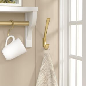 JCHOUS Heavy Duty Wall Hooks, 5.7 Inch Large Coat Hooks, 4 Packs Matte Gold Towel Hooks for Hanging in Bathroom, Entryway, Kitchen, etc