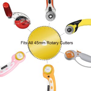 Rotary Cutter Blades, 45mm Replacement Blades 5Pack,Fits Fiskars,OLFA,Martelli,Dremel,Truecut,DAFA,Fabric Cutting Blades Refill for Quilting Scrapbooking Sewing Arts &Crafts,SKS-7,Titanium Coated