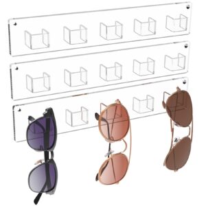 maxgear sunglasses organizer wall, acrylic sunglass holder clear sunglasses display rack for multiple glasses, eyeglass holder for office & home decor, unique gifts for husband, women & girls, 3 pack