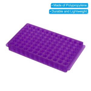 PATIKIL 96 Wells Tube Rack, 1 Pcs Vial Rack Double Panel Centrifuge Tube Holder for Microcentrifuge Tubes 0.2/0.5/1.5/2ml, Purple