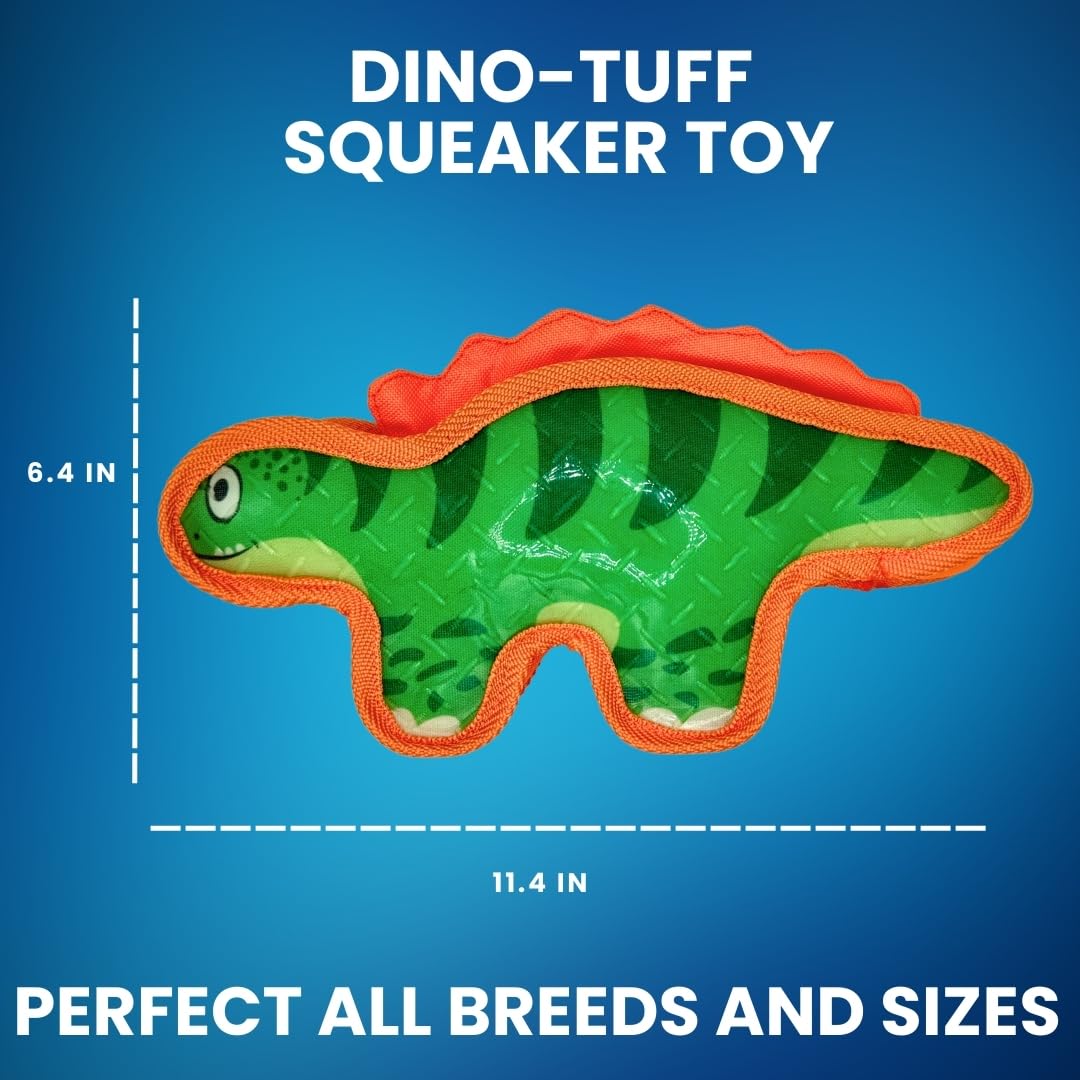 Tater's Dino Pals -Dog Chew Toys for Aggressive Chewers, Indestructible Dog Toys for Aggressive Chewers, Tough Dog Toys for Large Dogs, Squeaky Dog Toys, Strong Dog Toys, Super Chewer - Large - Green