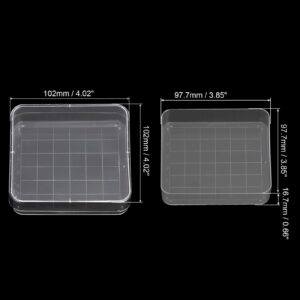 PATIKIL 100mm Plastic Petri Dishes with Cover, 10 Pcs Grid Squares Petri Plates Tissue Culture Plate for Lab Science Experiment, Clear