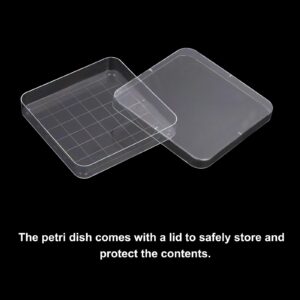 PATIKIL 100mm Plastic Petri Dishes with Cover, 10 Pcs Grid Squares Petri Plates Tissue Culture Plate for Lab Science Experiment, Clear