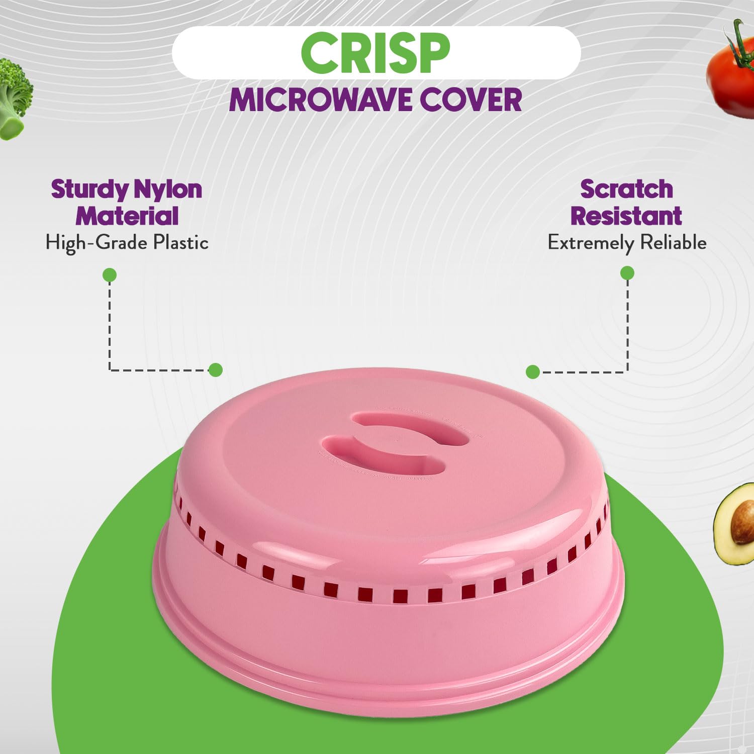 Crisp Pink Microwave Splatter Cover – Microwave Cover for Food, Plates & More – Splatter-Proof Microwave Lid & Accessories – Durable Food Cover for Microwave Oven – Easy-Clean Microwave Dish Cover