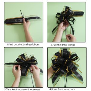 6pcs Large Pull Bows,7 inches,for Large Pull Bows Wrapping,Valentine's Day,Gift Decorations,Anniversaries,Gift Baskets,Christmas,Wreaths,Flower Party Decorations (Black)