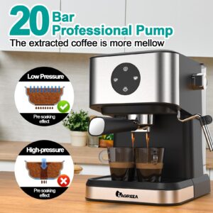 IAGREEA Espresso Machine 20 Bar, Professional Espresso Maker with Milk Frother Steam Wand, 50oz Removable Water Tank, Fast Heating Semi Automatic Coffee Machine for cappuccino, Latte, Macchiato