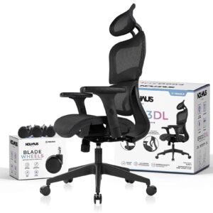 nouhaus ergo3dl home office desk chairs ergonomic office chair high-back mesh rolling work chairs with wheels and adjustable headrests comfortable lumbar support adjustable armrests