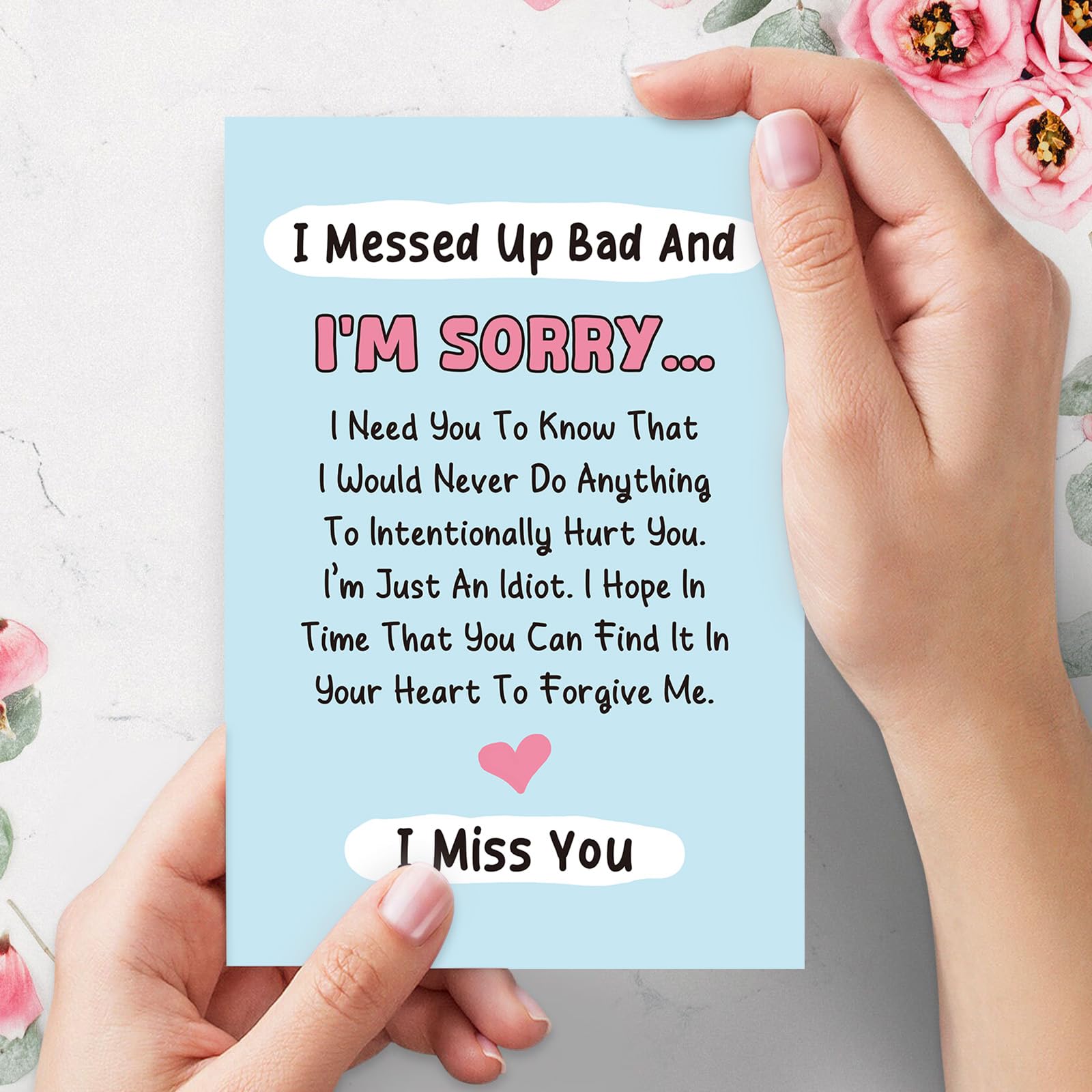 Funny Poem Apology Card for Him Her, I Messed Up Card for Man Woman, Forgive Me Card for Friends Family, Miss You Card, I Messed Up Bad And I'm Sorry