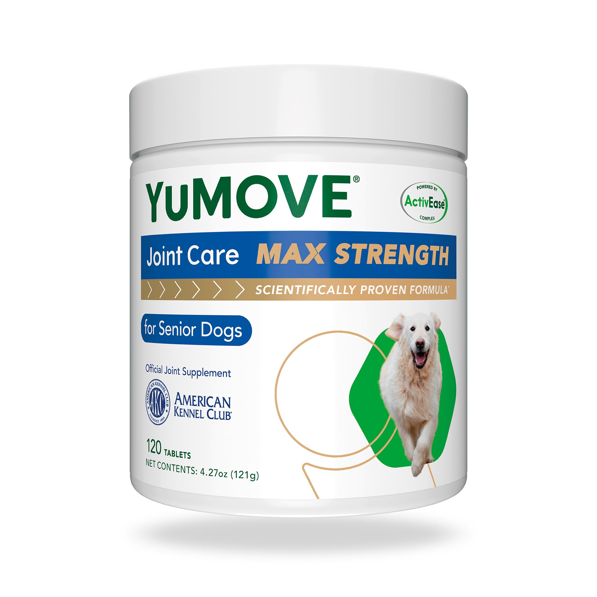 YuMOVE Hip & Joint Supplement for Dogs with Glucosamine, Chondroitin, Omega 3, Hyaluronic Acid, Green Lipped Mussel, & Fish Oil for Dogs - Max Strength - for Senior Dogs 120 Tablets