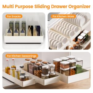 GUSOYO 3 Pack Pull Out Cabinet Organizer, 3 Sizes Slide Out Drawers for Kitchen Cabinets, Pullout Cabinet Organizer Fixed with Adhesive Nano Film, Pull-Out Home Organizers for Kitchen Bathroom Pantry