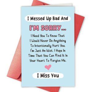 funny poem apology card for him her, i messed up card for man woman, forgive me card for friends family, miss you card, i messed up bad and i'm sorry